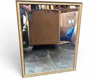 Lot 243  Vintage GoldTone Rectangular Wall Mirror With Ornate Scrollwork Frame