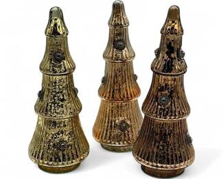 Lot 316  Set Of Three Decorative Glass Christmas Trees