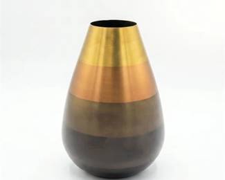 Lot 398  Crate  Barrel Copper Vase with Ombre Bands
