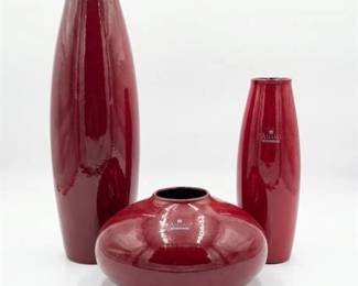Lot 252  Set Of Three Amano Oxblood Red Ceramic Vases