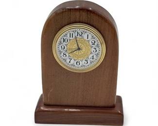 Lot 347  Small Wooden Clock With A Classic Arched Mantel Design