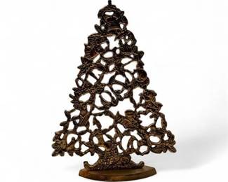 Lot 936  Vintage Solid Brass Christmas Tree Centerpiece