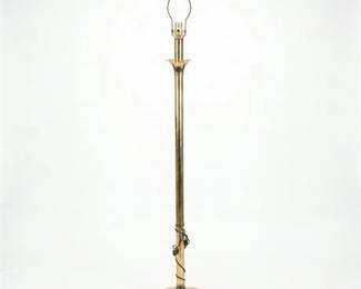 Lot 381  Brass Floor Lamp With Floral Base And Harp
