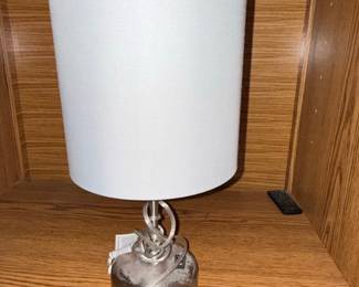 Modern Metal Table Lamp with White Drum Shade and Coiled Base