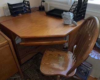 Mid-Century Modern Corner Desk with Swivel Chair