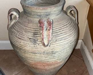 Large Terracotta Amphora Vase with Applied Applique