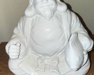 White Porcelain Fukurokuju Figurine with Fish