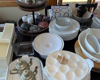 Assorted Tableware Lot with Escargot Dish and Sun Ware Salad Plates