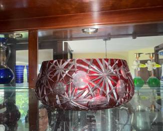 Caesar Crystal Ruby Red Cut to Clear Bowl