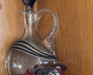 Kosta Boda Glass Animal Figurine and Decanter Set