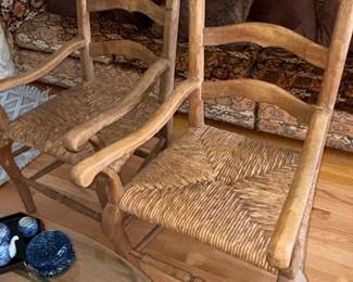 French Country Ladderback Chairs with Rush Seats (Set of 2)