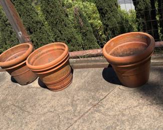 Set of 3 Classic Rolled Rim Terracotta Planters