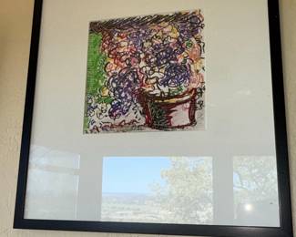 Floral Still Life with Pot, Signed "Andre" 1990