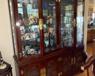Antique Chinoiserie Style Mahogany Display Cabinet with Ormolu Mounts and Lacquer Panels
