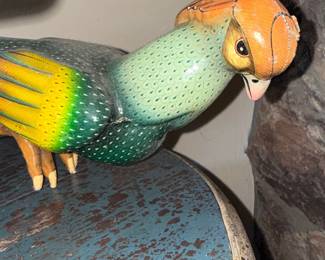 Carved and Painted Wooden Pheasant Figurine