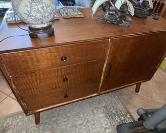 Mid-Century Modern Walnut 3-Drawer Dresser with Cabinet