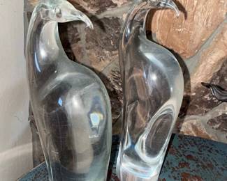 Glass Bird Sculptures (Pair)