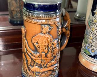 Vintage Gerz German Beer Stein with Pewter Lid
