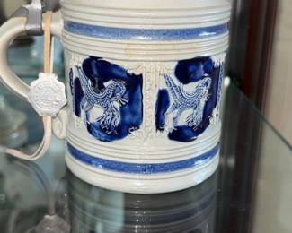 Collection of German Beer Steins with Pewter Lids