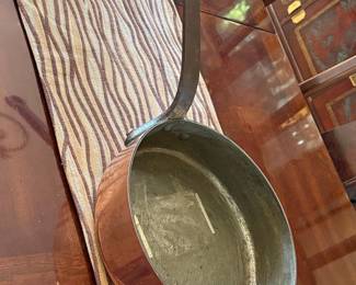 Antique French Copper Saucepan with Cast Iron Handle
