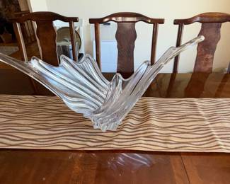 Art Vannes France Crystal Freeform Centerpiece Bowl