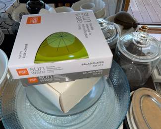 Assorted Tableware Lot with Escargot Dish and Sun Ware Salad Plates