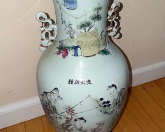 Chinese Famille Rose Porcelain Vase with Figures and Poem