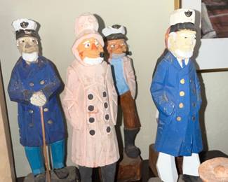 Set of Four Hand-Carved Sailor Figures by Tom Hannah