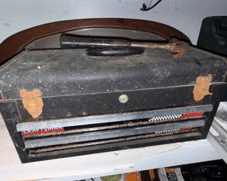 Vintage Craftsman Rally Box Metal Toolbox with Assorted Tools