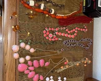 Assorted Costume Jewelry Collection with Statement Necklaces
