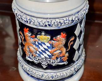 Bavarian Coat of Arms Beer Stein with Pewter Lid