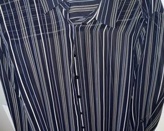 Ann Taylor Women's Striped Sheer Button-Up Blouse