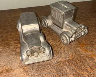 Vintage Banthrico Metal Automobile Coin Banks (Set of 2)