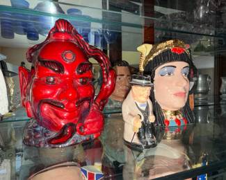 Ceramic Character Jugs (Red Oni/Demon, Egyptian Figure, Winston Churchill)
