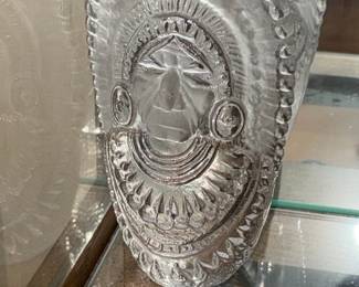 Viking Glass Native American Chief Sculpture Bookend