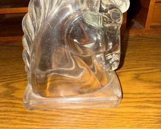 Vintage Federal Glass Horse Head Bookends