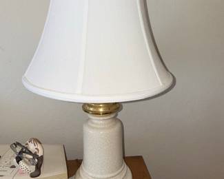 Vintage Stiffel Crackle Glaze Ceramic Table Lamp with Brass Base