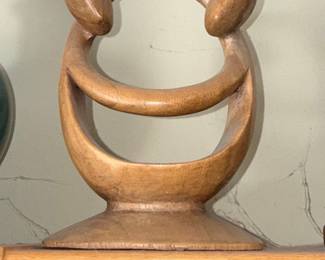 Abstract "Embrace" Suar Wood Sculpture