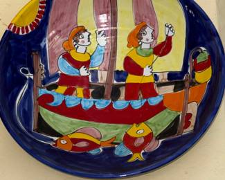 Giovanni De Simone Hand-Painted Ceramic Plate with Nautical Scene