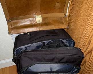 Vintage Leather Briefcase and Modern Nylon Laptop Bag Set