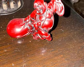 Red Laughing Buddha Figurine