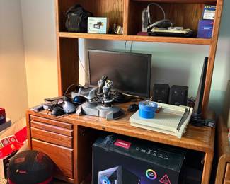 Wood desk and shelves