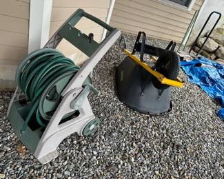 Garden Hose w/ Caddy, Wheel Barrel