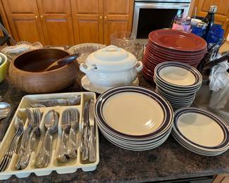 Flatware, Wood Salad Bowl, Tureen, Dishes