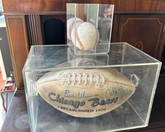 Autographed Chicago Bears Football - Brian Urlacher & Anthony Thomas, Autographed Baseball