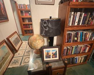 Pair Endtables & Indian Artwork