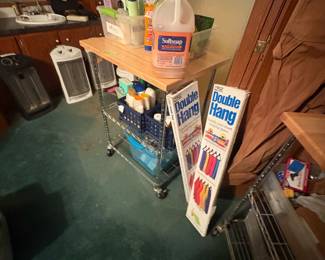 Hygiene Items & Cart w/ Butcher Block