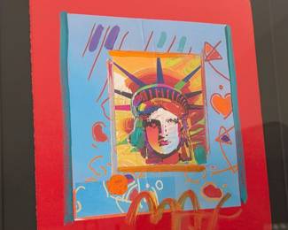 Peter Max Painting-Mixed media with collage and acrylic on wove paper. Signed in acrylic. 1976 bicentennial work.