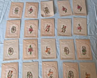 German embroidered post cards