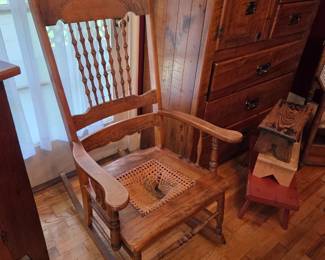 Victorian style cane seat rocker